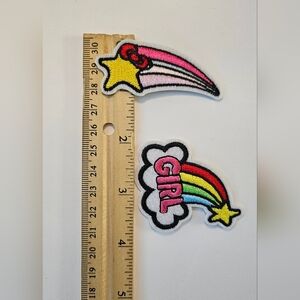 2pc rainbow, star embroidered iron on patch